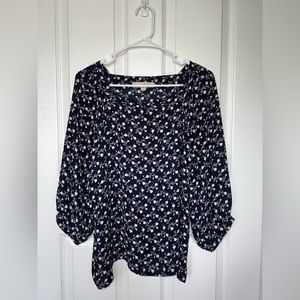 Squareneck floral blouse